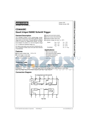 CD4093 datasheet - Quad 2-Input NAND Schmitt Trigger