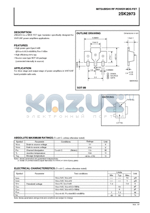 2SK2973 datasheet - RF POWER MOS FET(VHF/UHF power amplifiers)