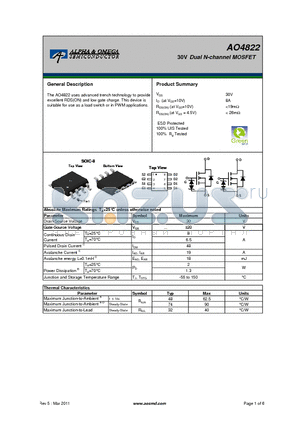 AO4822_11 datasheet - 30V Dual N-channel MOSFET