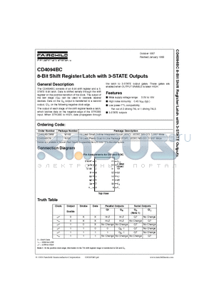 CD4094BC datasheet - 8-Bit Shift Register/Latch with 3-STATE Outputs