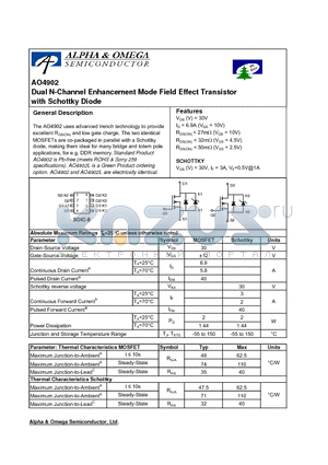 AO4902L datasheet - Dual N-Channel Enhancement Mode Field Effect Transistor