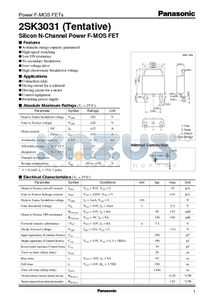 2SK3031 datasheet - Silicon N-Channel Power F-MOS FET