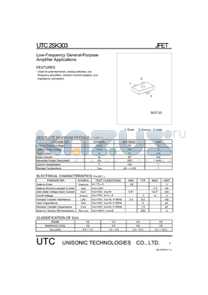 2SK303 datasheet - Low-Frequency General-Purpose Amplifier Applications