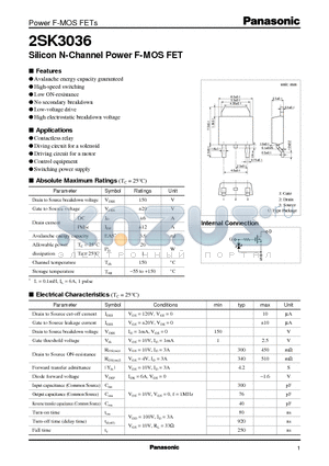 2SK3036 datasheet - Silicon N-Channel Power F-MOS FET