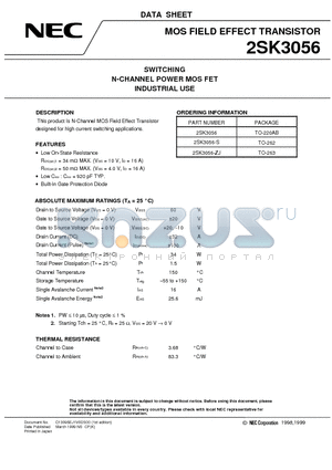 2SK3056-S datasheet - SWITCHING N-CHANNEL POWER MOS FET INDUSTRIAL USE