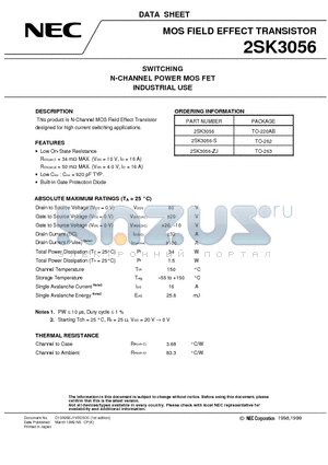 2SK3056-ZJ datasheet - SWITCHING N-CHANNEL POWER MOS FET INDUSTRIAL USE