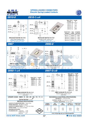 0910-3-57-20-75-14-11-0 datasheet - SPRING-LOADED CONNECTORS Discrete Spring-Loaded Contacts