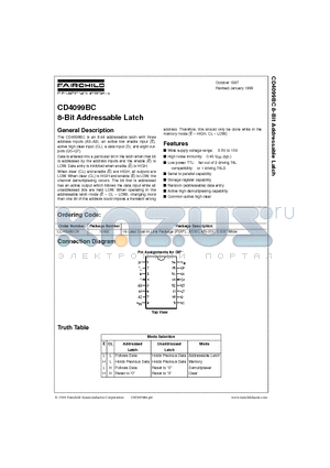 CD4099BCN datasheet - 8-Bit Addressable Latch