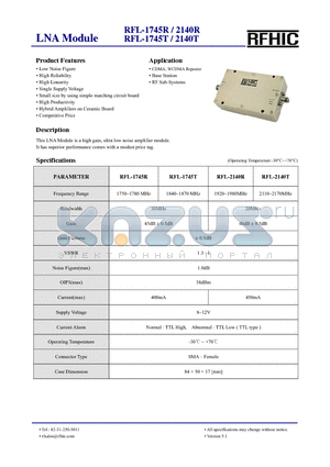 2140R datasheet - LNA Module