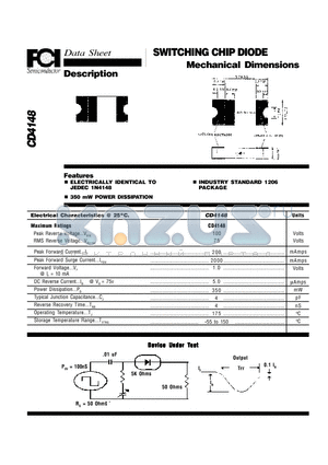CD4148 datasheet - SWITCHING CHIP DIODE Mechanical Dimensions