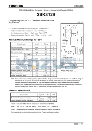 2SK3129_06 datasheet - Silicon N Channel MOS Type Chopper Regulator, DC-DC Converter and Motor Drive Applications