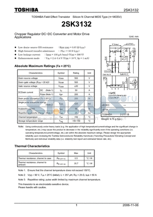 2SK3132_06 datasheet - Silicon N Channel MOS Type Chopper Regulator DC−DC Converter and Motor Drive Applications