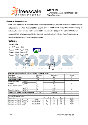 AO7413 datasheet - P-Channel Enhancement Mode Field Effect Transistor