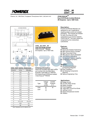 CD421290 datasheet - POW-R-BLOK Dual SCR/Diode Isolated Module 90 Amperes / Up to 1600 Volts