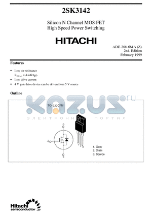 2SK3142 datasheet - Silicon N Channel MOS FET High Speed Power Switching
