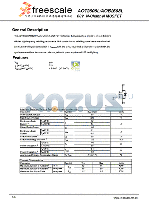 AOB2608L datasheet - 60V N-Channel MOSFET