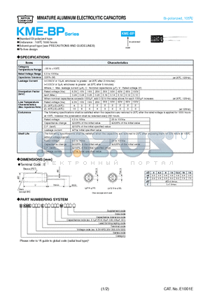BKME101ESS100MHB5D datasheet - MINIATURE ALUMINUM ELECTROLYTIC CAPACITORS