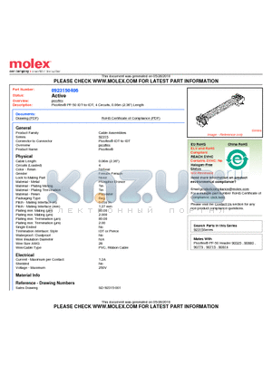 0923150406 datasheet - Picoflex PF-50 IDT-to-IDT, 4 Circuits, 0.06m (2.36