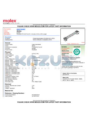 0923150407 datasheet - Picoflex PF-50 IDT-to-IDT, 4 Circuits, 0.07m (2.76