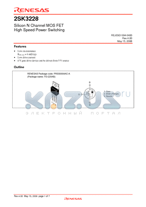 2SK3228-E datasheet - Silicon N Channel MOS FET High Speed Power Switching