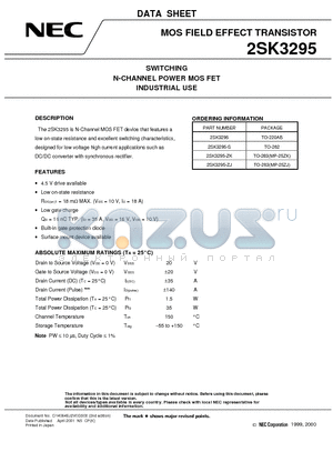 2SK3295-ZJ datasheet - SWITCHING N-CHANNEL POWER MOSFET INDUSTRIAL USE