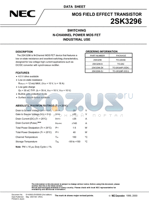 2SK3296-ZJ datasheet - MOS FIELD EFFECT TRANSISTOR