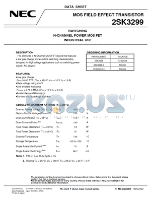 2SK3299-ZJ datasheet - SWITCHING N-CHANNEL POWER MOS FET INDUSTRIAL USE