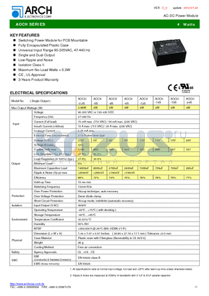 AOCH-15S datasheet - AC-DC Power Module