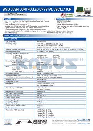 AOCJY datasheet - SMD OVEN CONTROLLED CRYSTAL OSCILLATOR