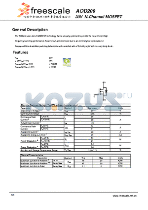 AOD200 datasheet - 30V N-Channel MOSFET