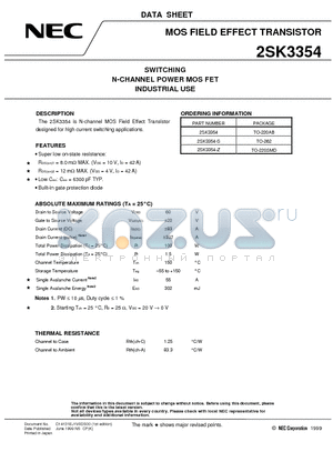 2SK3354-Z datasheet - SWITCHING N-CHANNEL POWER MOS FET INDUSTRIAL USE