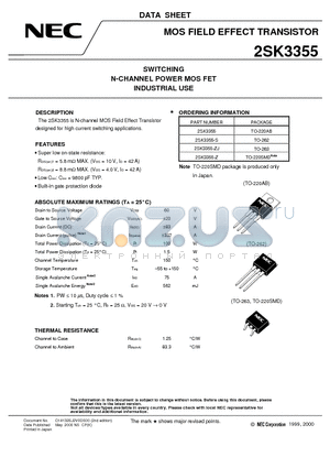 2SK3355-ZJ datasheet - SWITCHING N-CHANNEL POWER MOS FET INDUSTRIAL USE