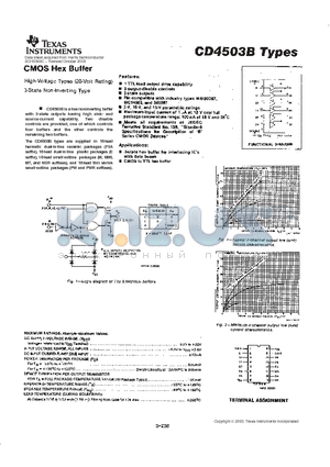 CD4503BM datasheet - CMOS HEX BUFFER