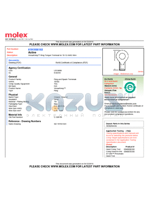 C-328-06 datasheet - VersaKrimp Ring Tongue Terminal for 10-12 AWG Wire