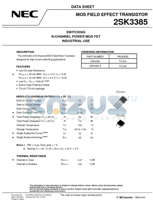 2SK3385-Z datasheet - SWITCHING N-CHANNEL POWER MOS FET INDUSTRIAL USE