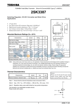 2SK3387_06 datasheet - Silicon N Channel MOS Type Switching Regulator, DC-DC Converter and Motor Drive Applications