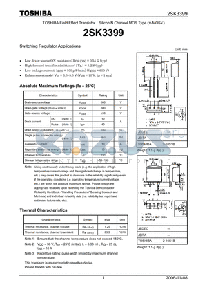 2SK3399_06 datasheet - Silicon N Channel MOS Type Switching Regulator Applications
