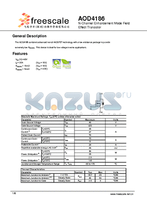 AOD4186 datasheet - N-Channel Enhancement Mode Field