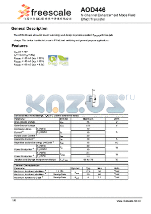 AOD446 datasheet - N-Channel Enhancement Mode Field Effect Transistor