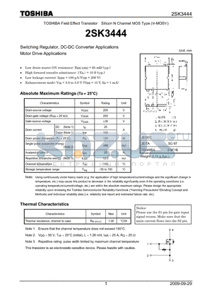 2SK3444 datasheet - Switching Regulator, DC-DC Converter Applications