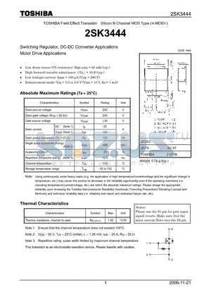 2SK3444_06 datasheet - Silicon N Channel MOS Type Switching Regulator, DC-DC Converter Applications