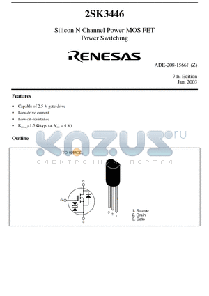 2SK3446 datasheet - Silicon N Channel Power MOS FET Power Switching