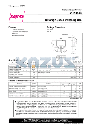2SK3448 datasheet - Ultrahigh-Speed Switching Use