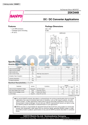 2SK3449 datasheet - DC / DC Converter Applications