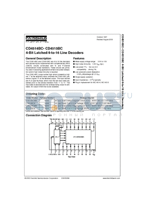 CD4514 datasheet - 4-Bit Latched/4-to-16 Line Decoders
