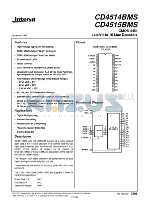 CD4514 datasheet - CMOS 4-Bit Latch/4-to-16 Line Decoders
