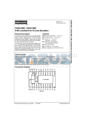 CD4514BCWM datasheet - 4-Bit Latched/4-to-16 Line Decoders