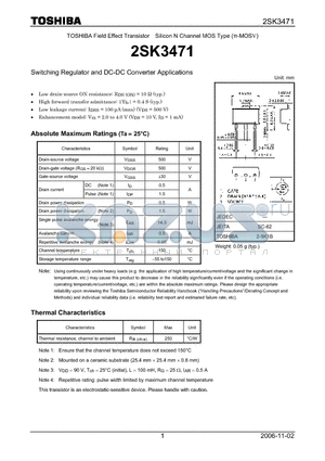 2SK3471_06 datasheet - Silicon N Channel MOS Type Switching Regulator and DC-DC Converter Applications