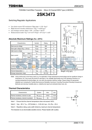 2SK3473_06 datasheet - Silicon N Channel MOS Type Switching Regulator Applications