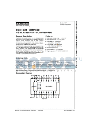 CD4515BC datasheet - 4-Bit Latched/4-to-16 Line Decoders